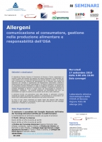 SEMINARIO: "Allergeni - comunicazioni al consumatore, gestione nella produzione alimentare e responsabilità dell'OSA